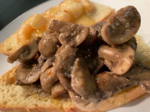 Prawn & Mushroom Garlic Toasts food & wine tasting